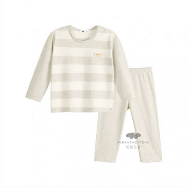 Verantwortung pria dan wanita bayi katun warna organik musim semi dan musim gugur piyama set bergaris klasik lengan panj