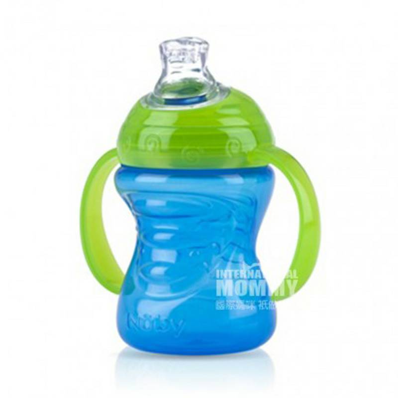 Nuby Amerika menangani ganda Silikon lembut Belajar minum cangkir 240 ml 6 bulan atau lebih versi luar negeri