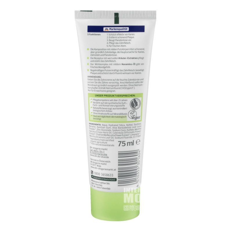 Alverde Jerman pasta gigi lima-in-one organik alami mint Jerman untuk wanita hamil tersedia versi luar negeri