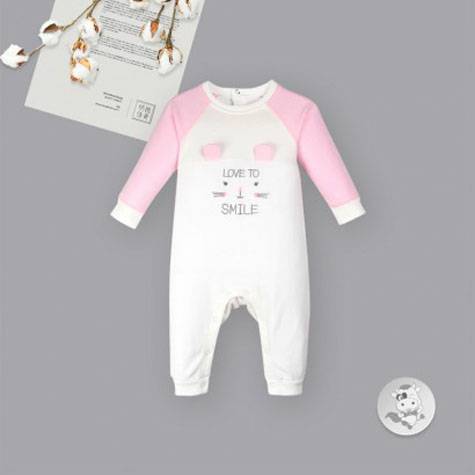 Verantwortung jantan dan betina bayi katun organik jumpsuit baju monyet kucing tawa bergaya Eropa