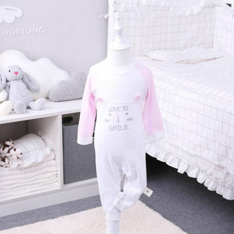 Verantwortung jantan dan betina bayi katun organik jumpsuit baju monyet kucing tawa bergaya Eropa
