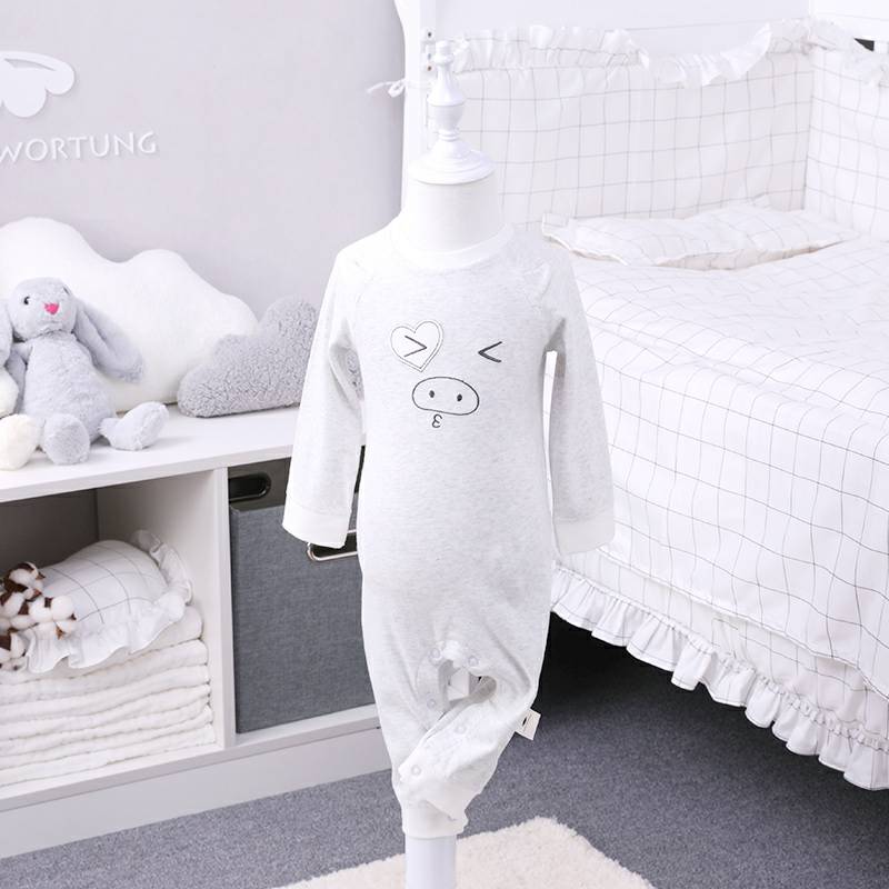 [2 Buah] Verantwortung jantan dan betina bayi organik jumpsuit romper Bergaya Eropa tertawa kucing + anak sapi nakal