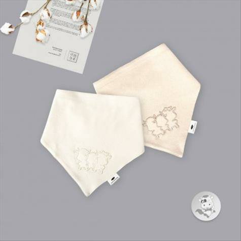 Verantwortung Dua potongan kapas berwarna organik klasik segitiga lapisan ganda Bib bib bib bib untuk anak laki-laki dan