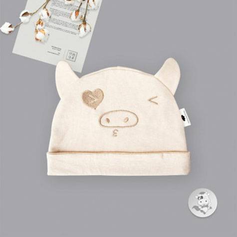 Verantwortung jantan dan betina bayi katun warna organik Double-layer topi tanduk nakal