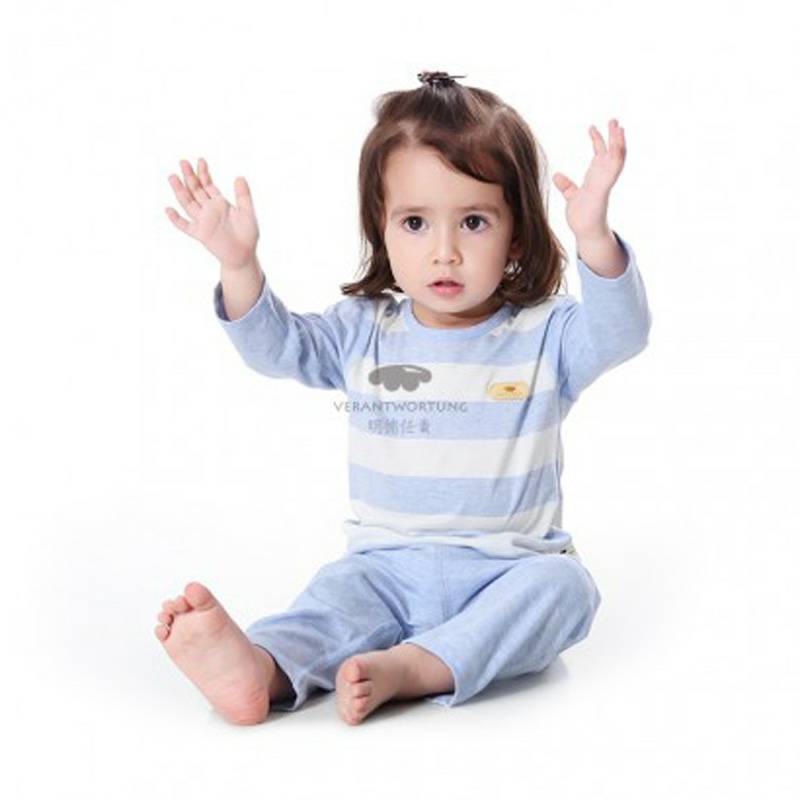 [2 pieces] Verantwortung pria dan wanita bayi katun warna organik musim semi dan musim gugur piyama set klasik bergaris 