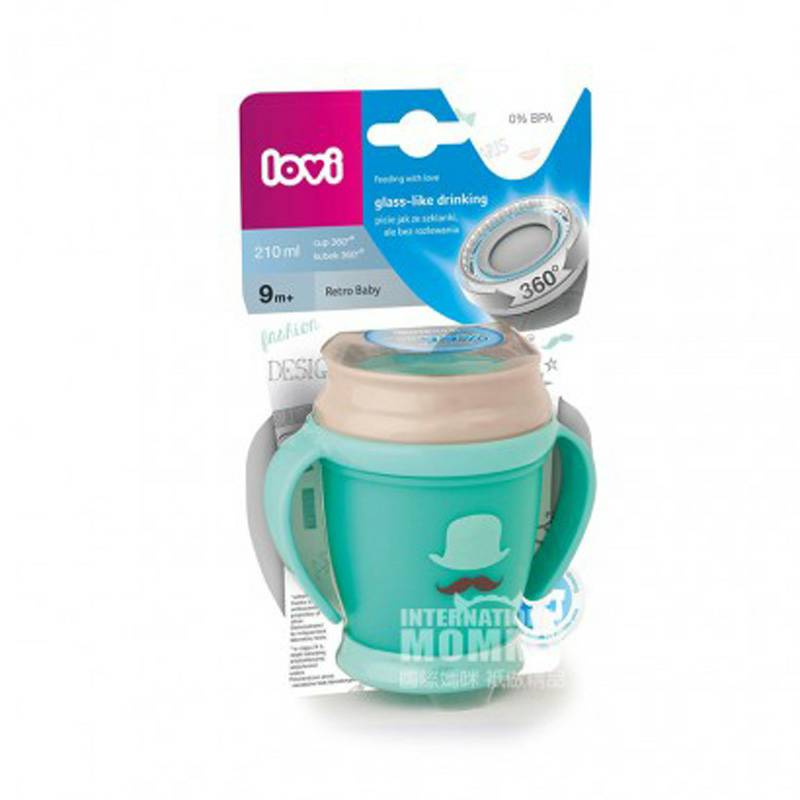 Lovi Polish Baby Beard Lips 360 ° Sealed Learning Drink Cup 210ml Versi Luar Negeri