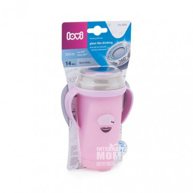 Lovi Polish Baby Beard Lips 360 ° Sealed Learning Drink Cup 350ml Versi Luar Negeri