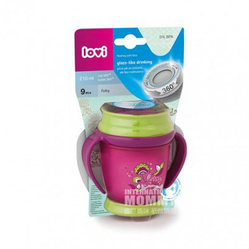 Lovi Polish Baby Happy Bird 360 ° Minuman Pendidikan Sealed Cup 210ml Versi Luar Negeri