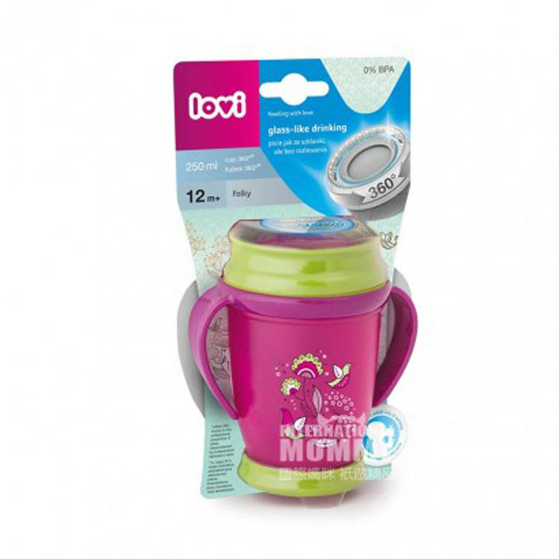 Lovi Polish Baby Happy Bird 360 ° Cup Belajar Tertutup 250ml Versi Luar Negeri