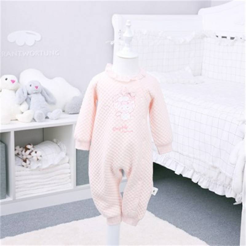 Verantwortung bayi perempuan kapas organik one-piece romper pink
