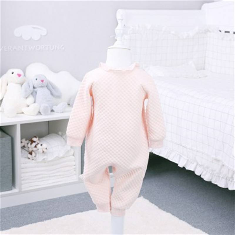 Verantwortung bayi perempuan kapas organik one-piece romper pink