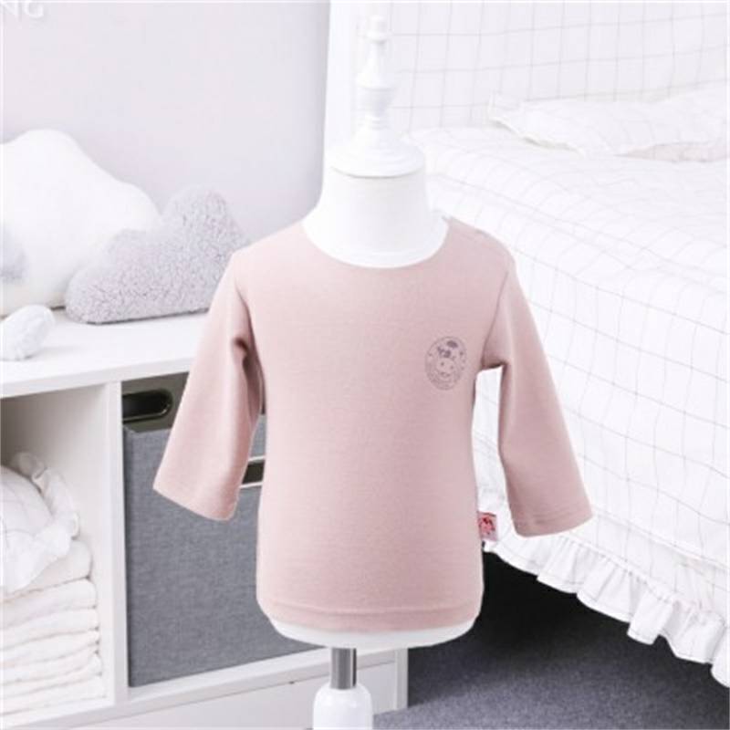 Verantwortung pria dan wanita bayi katun organik lengan panjang bottoming kemeja klasik sederhana