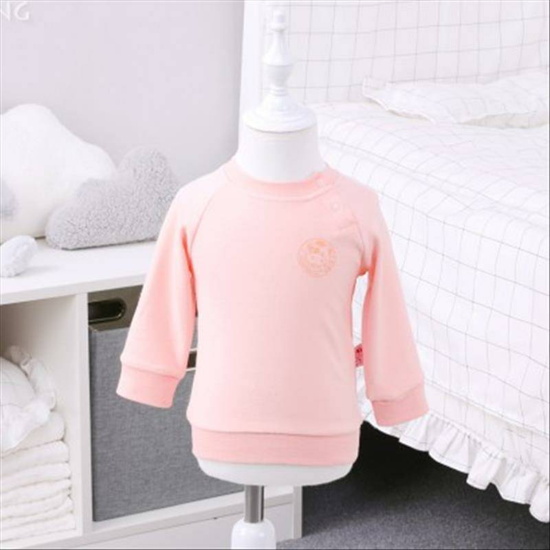 Verantwortung pria dan wanita bayi kemeja katun organik lengan panjang bottoming vitalitas warna solid