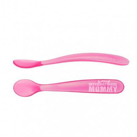 Chicco anak-anak Italia silikon lembut sendok dua bungkus edisi luar n...