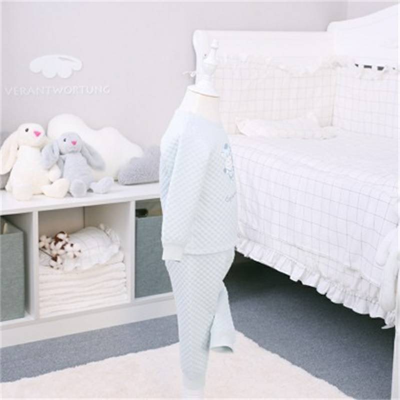 Verantwortung bayi laki-laki dan perempuan celana katun organik jas biru