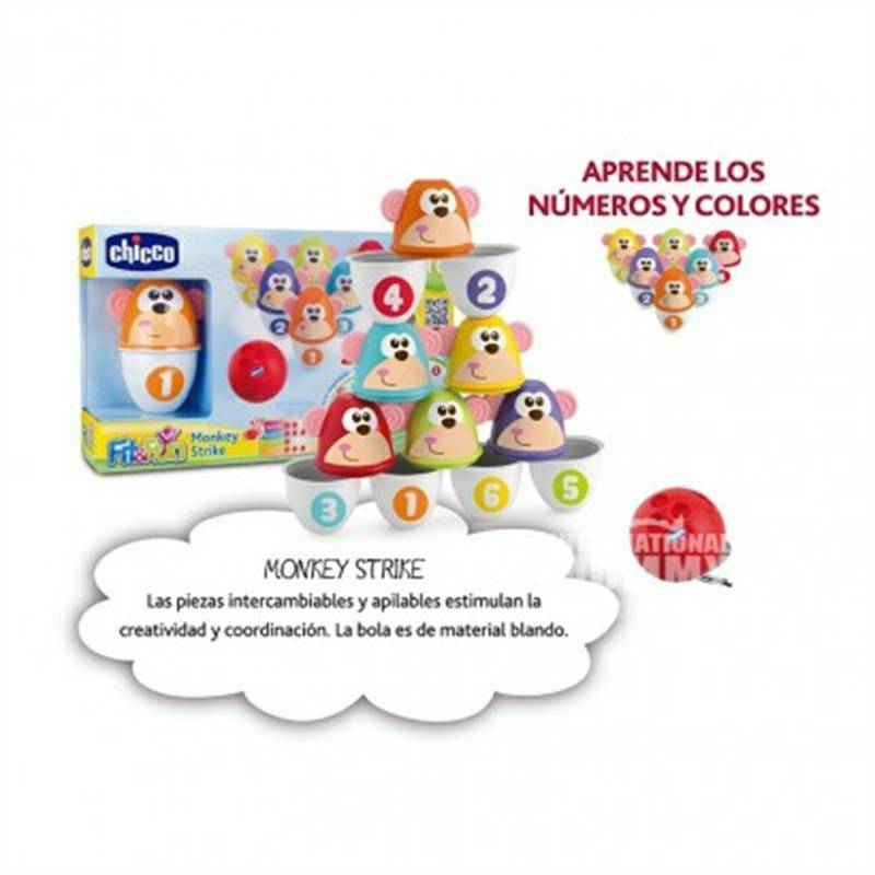 Chicco Itali Bayi Monyet Bowling Jenga Le Toy Versi Luar Negeri