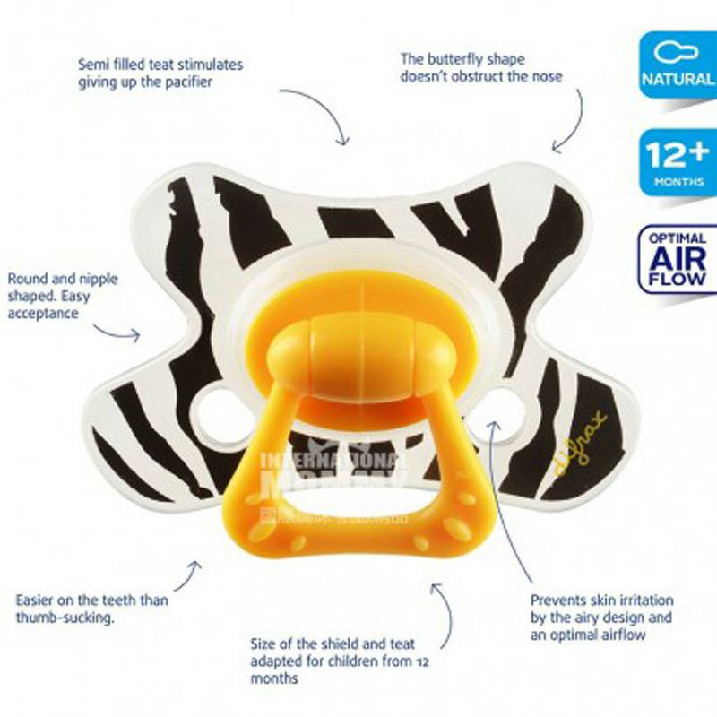 Difrax Dutch Zebra Pattern Natural Pacifier Lebih Dari 12 Bulan Versi Luar Negeri