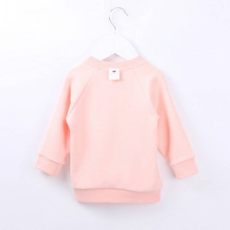 [2 pieces] Verantwortung pria dan wanita bayi katun organik lengan panjang bottoming kemeja vitalitas warna solid pink +