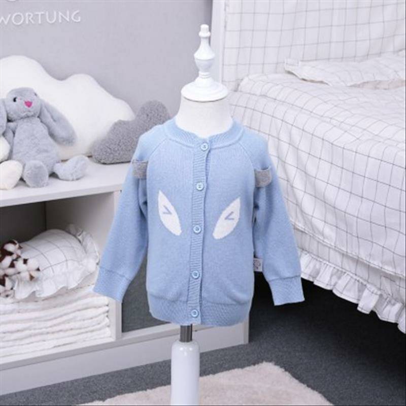 Verantwortung jantan dan betina bayi katun organik Eropa klasik double-layer kardigan rajutan 3 warna opsional