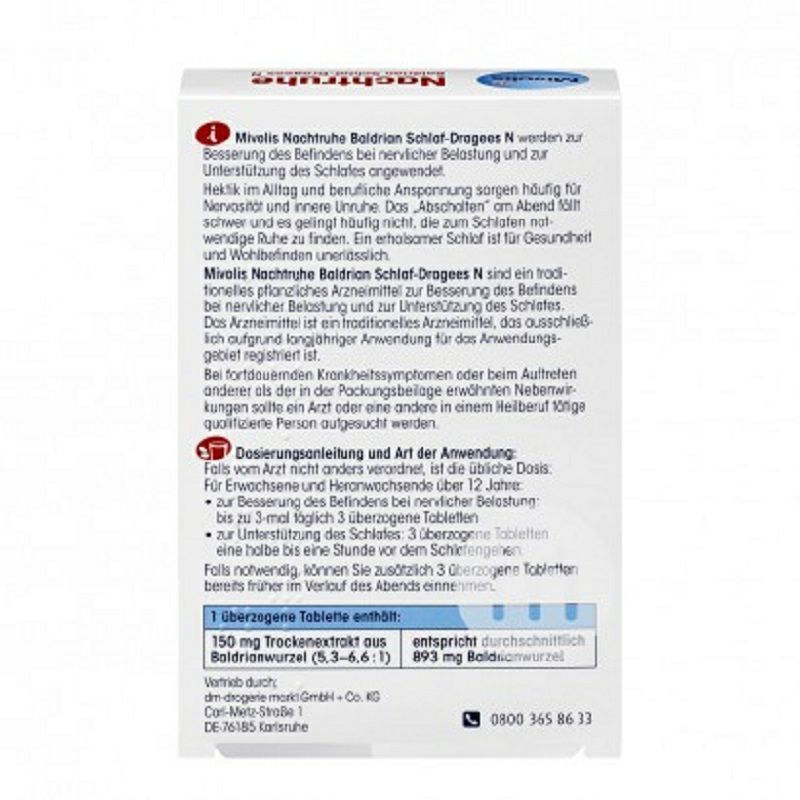 Mivolis German Mivolis valerian sleeping tablets versi luar negeri
