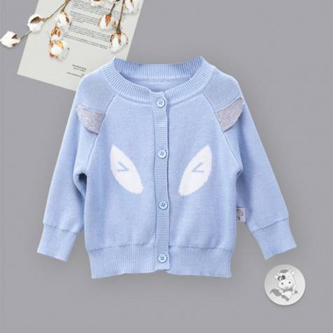 Verantwortung jantan dan betina bayi katun organik Eropa klasik double-layer kardigan rajutan