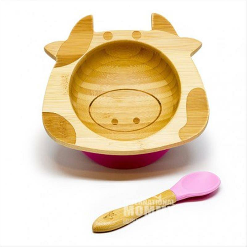 KLEINER FUCHS Bambu alami Jerman dan kayu Bayi antiskid secangkir cawan mangkuk dan Spoon Set versi luar negeri