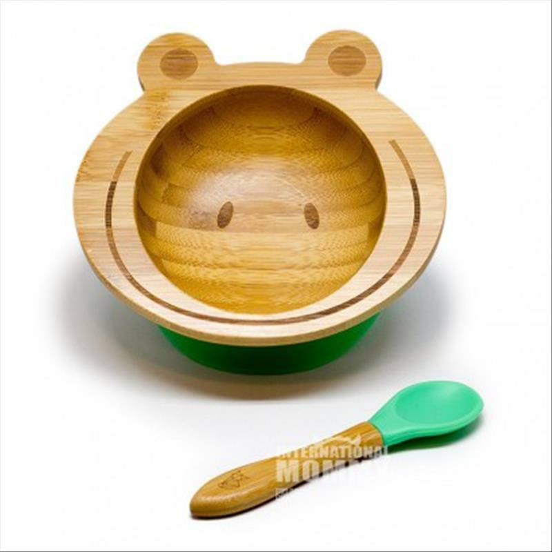 KLEINER FUCHS Bambu alami Jerman dan kayu Bayi antiskid secangkir cawan mangkuk dan Spoon Set versi luar negeri