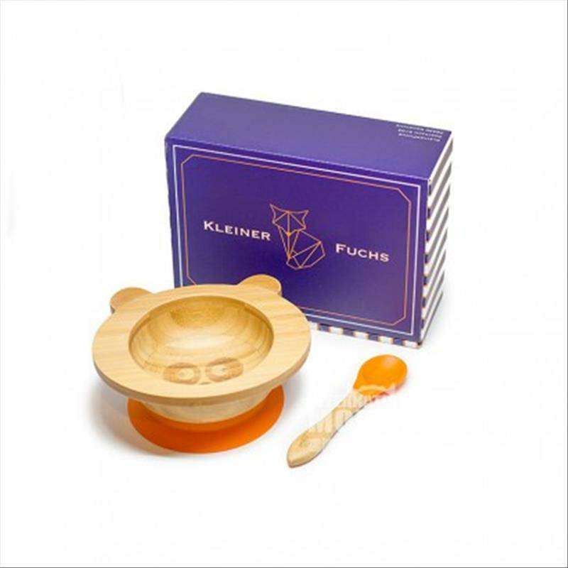 KLEINER FUCHS Bambu alami Jerman dan kayu Bayi antiskid secangkir cawan mangkuk dan Spoon Set versi luar negeri
