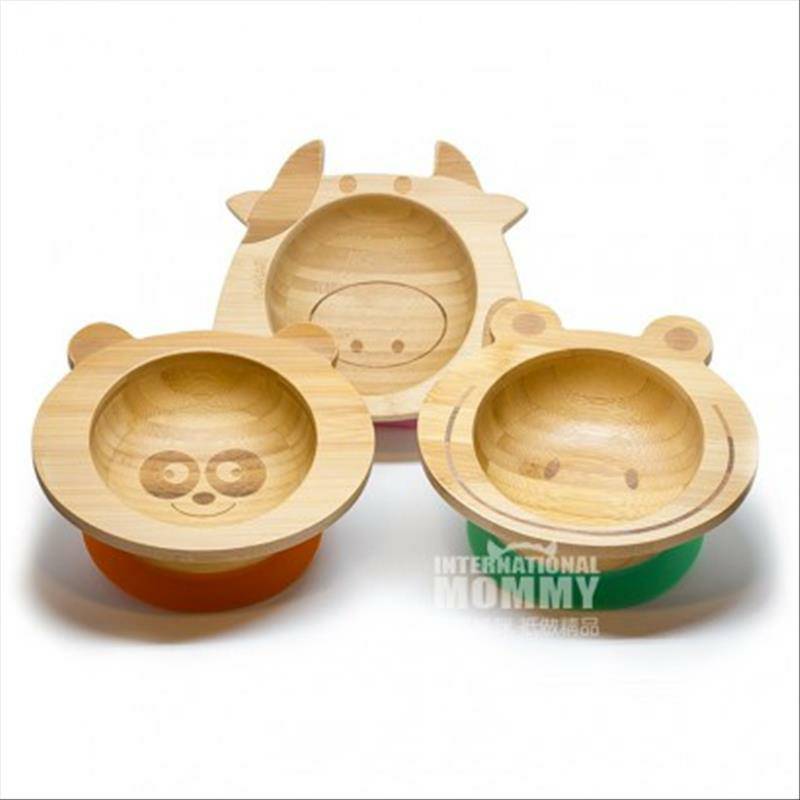 KLEINER FUCHS Bambu alami Jerman dan kayu Bayi antiskid secangkir cawan mangkuk dan Spoon Set versi luar negeri