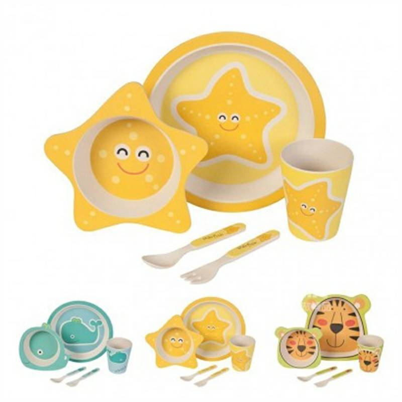 Kaufdichgruen Kaufdichgruen Jerman Serat Bambu Alami Peralatan Makan Anak Set Versi Luar Negeri