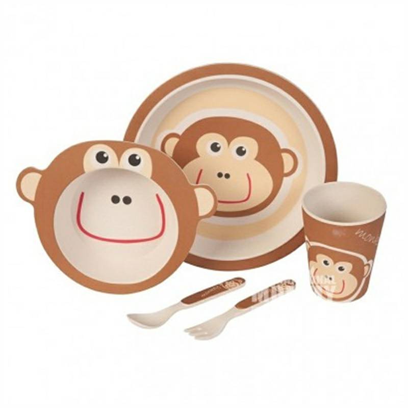 Kaufdichgruen Kaufdichgruen Jerman Serat Bambu Alami Peralatan Makan Anak Set Versi Luar Negeri