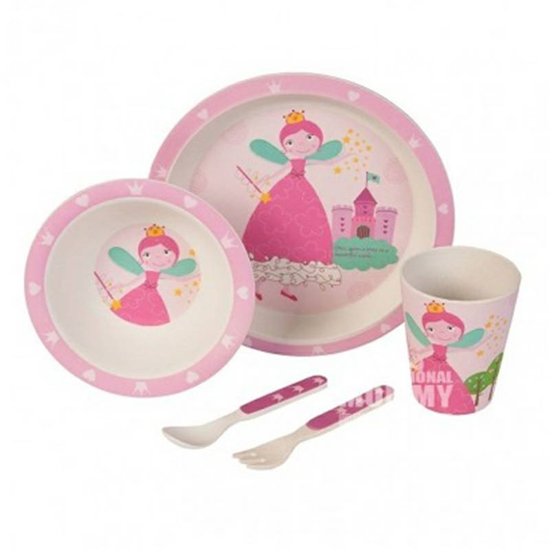 Kaufdichgruen Kaufdichgruen Jerman Serat Bambu Alami Peralatan Makan Anak Set Versi Luar Negeri