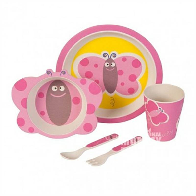 Kaufdichgruen Kaufdichgruen Jerman Serat Bambu Alami Peralatan Makan Anak Set Versi Luar Negeri