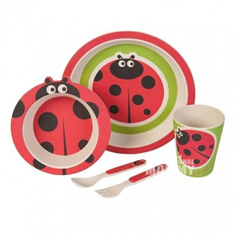 Kaufdichgruen Kaufdichgruen Jerman Serat Bambu Alami Peralatan Makan Anak Set Versi Luar Negeri