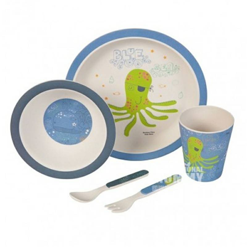 Kaufdichgruen Kaufdichgruen Jerman Serat Bambu Alami Peralatan Makan Anak Set Versi Luar Negeri