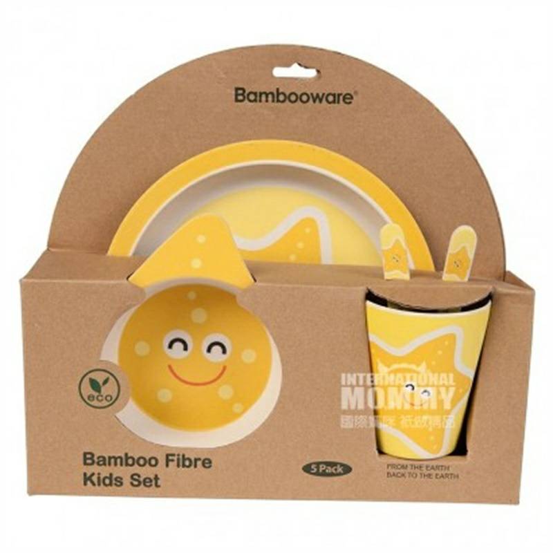 Kaufdichgruen Kaufdichgruen Jerman Serat Bambu Alami Peralatan Makan Anak Set Versi Luar Negeri