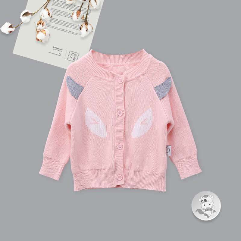 [2 pieces] Verantwortung jantan dan betina bayi katun organik Eropa klasik double layer rajutan jaket kardigan Merah mud