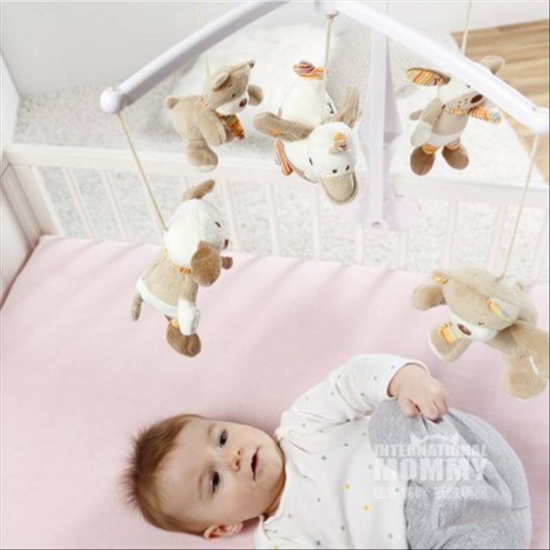 Baby FEHN German Baby Music Bed Bell Teddy Bear Family Versi Luar Negeri