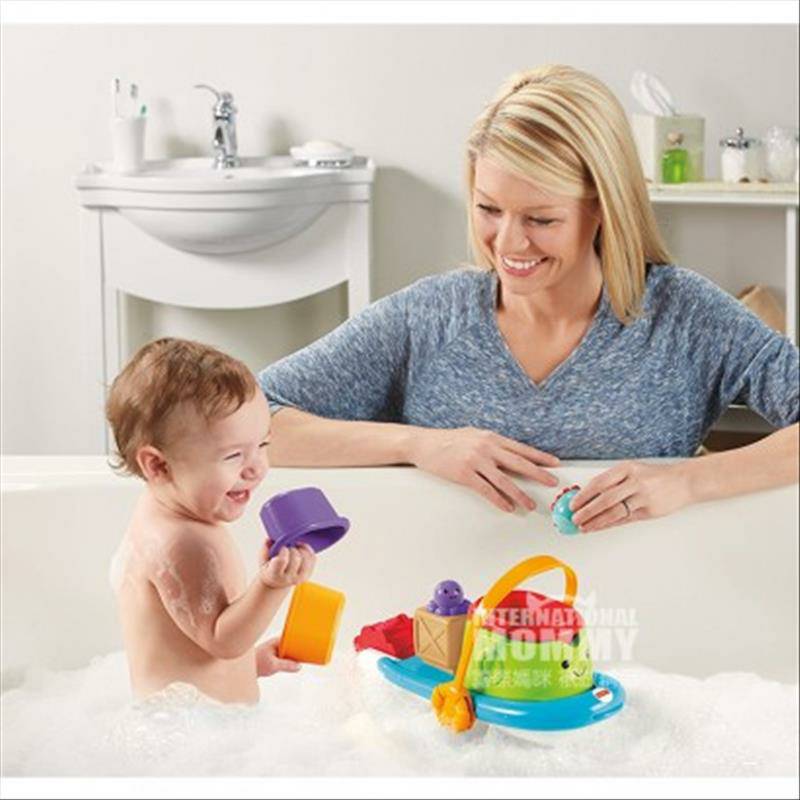 Fisher Price Bayi Amerika bermain air mandi semprotan paus kapal kargo Jengle edisi luar negeri