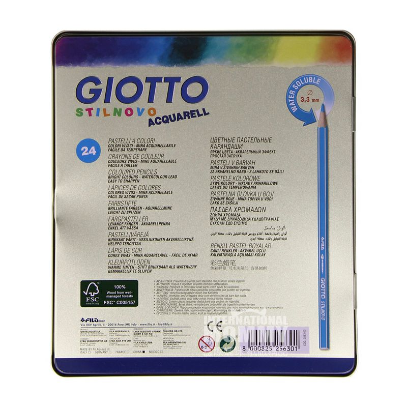 GIOTTO Italy GIOTTO 24-warna kotak besi Pensil warna air Edisi luar negeri