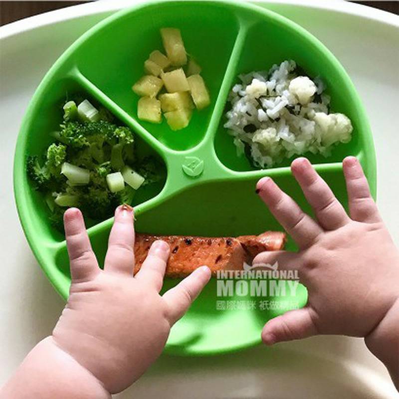 Kecambah Hijau American Baby Silicone Partition Plate Overseas Edition
