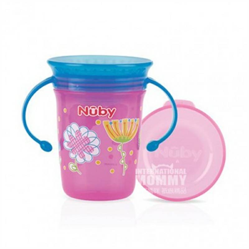 cangkir minum Nuby US 360 derajat anti bocor dengan pegangan 240ml 6 bulan atau lebih versi Luar Negeri