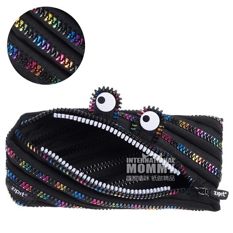 ZIPIT Israel ZIPIT Zipper Pen Case Black Rainbow Versi Luar Negeri