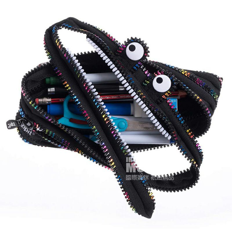 ZIPIT Israel ZIPIT Zipper Pen Case Black Rainbow Versi Luar Negeri