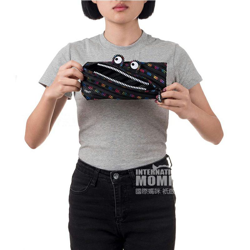 ZIPIT Israel ZIPIT Zipper Pen Case Black Rainbow Versi Luar Negeri