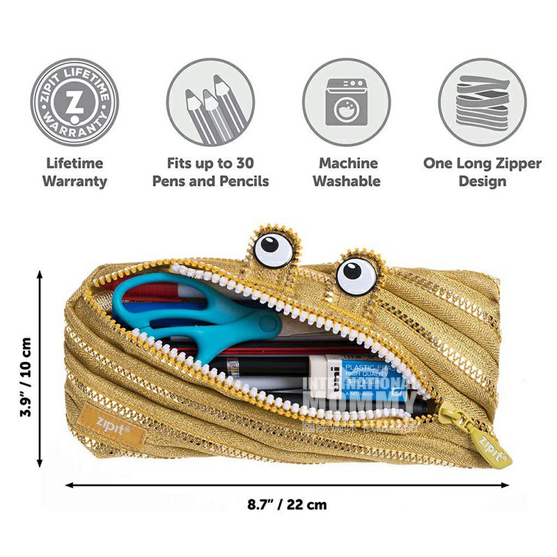 ZIPIT Israel ZIPIT ritsleting pensil emas mata besar versi luar negeri