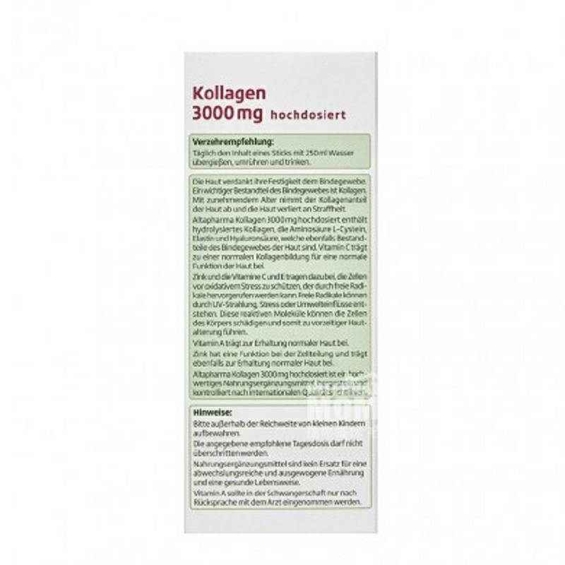 Altapharma Jerman Altapharma Kolagen Butiran 20 pcs Edisi Luar Negeri