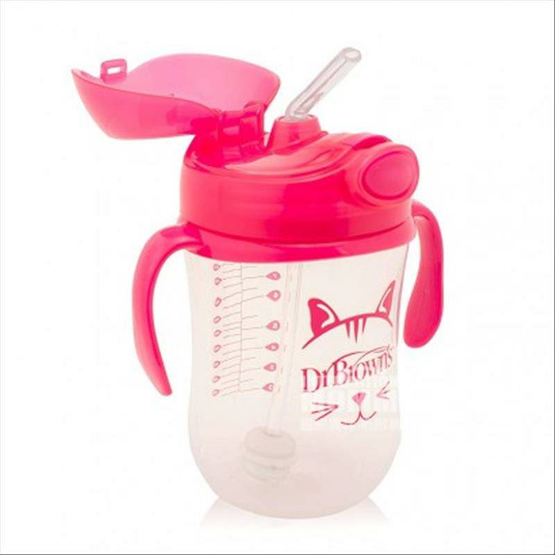 Dr Brown`s American Baby Leakproof Choke Straw Cup Pink 270ml Versi Luar Negeri