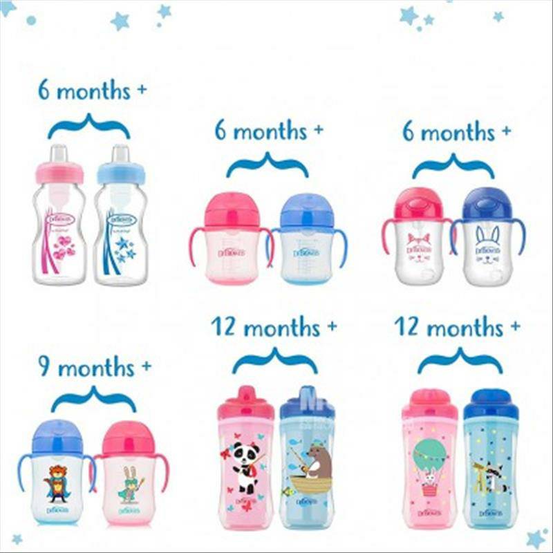 Dr Brown `s American baby cup jerami tersedak tahan biru 270ml versi luar negeri