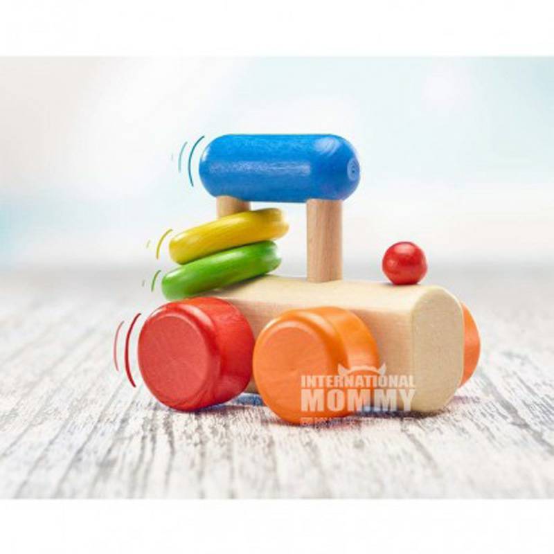 Selecta Jerman Selecta bayi kayu warna troli mencengkeram mainan versi luar negeri